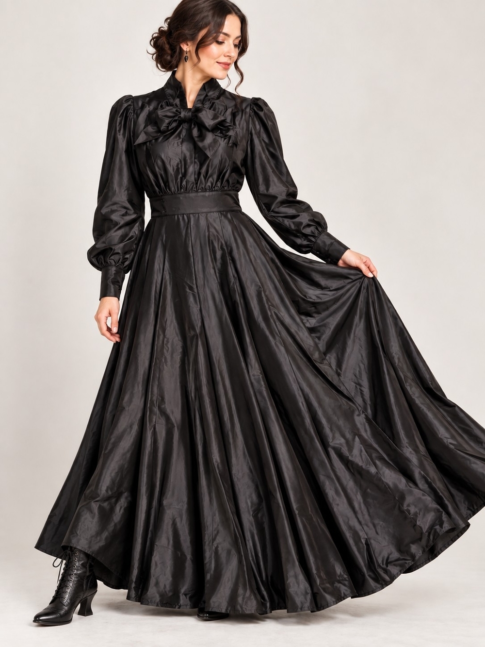 Whimsygoth Gothic Black Maxi Dress M Victorian Witchcore Halloween